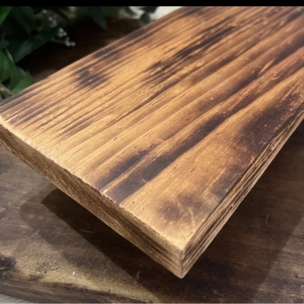 Reclaimed Wood Pedestal Tray Rustic Handmade - Picture 5 of 8